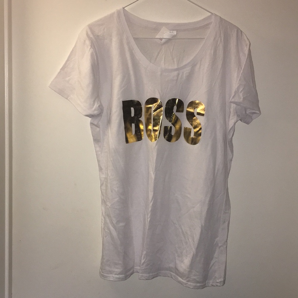 Nice white with gold writing